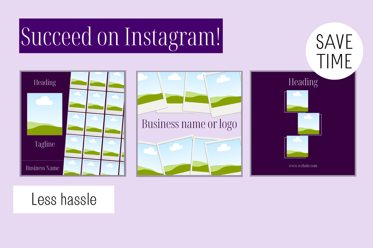 455 Canva Purple Lilac Mauve Instagram Feed & Stories Templates