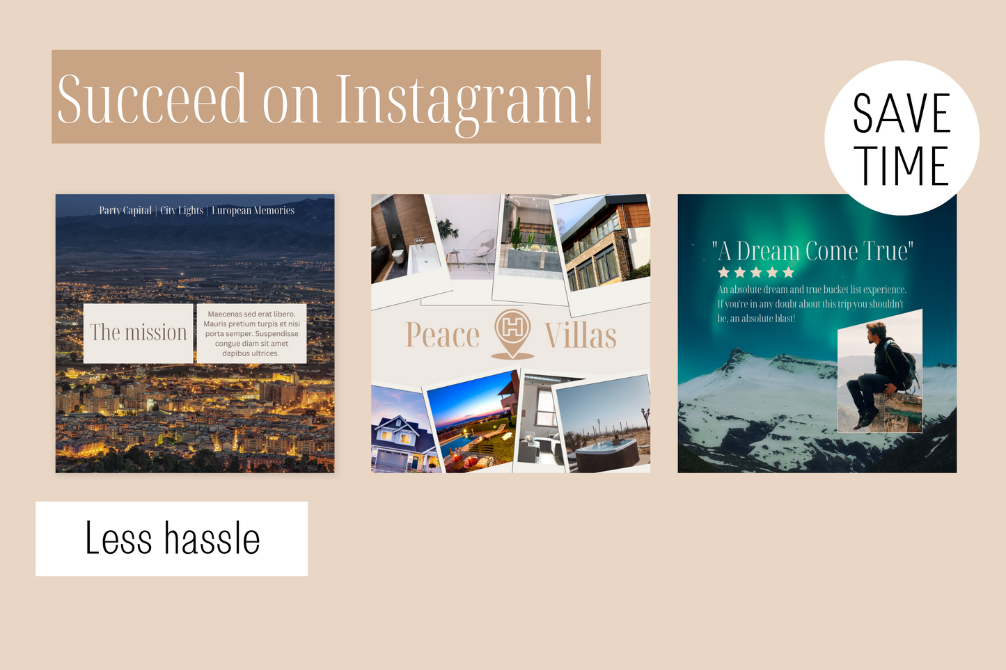 390 Canva Neutral Travel Themed Instagram Feed & Stories Templates