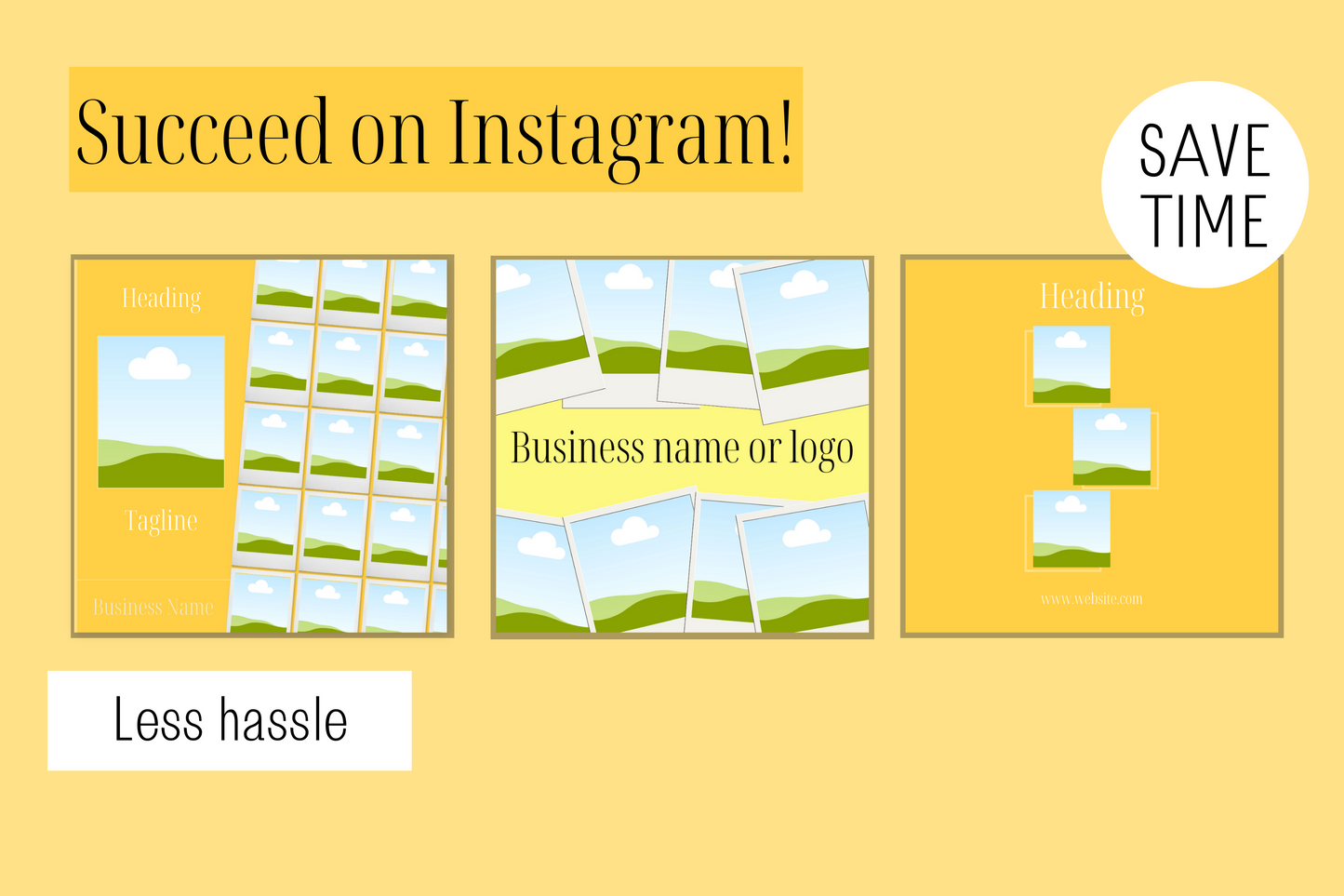 455 Canva Yellow Sunshine Instagram Feed & Stories Templates Easter Summer