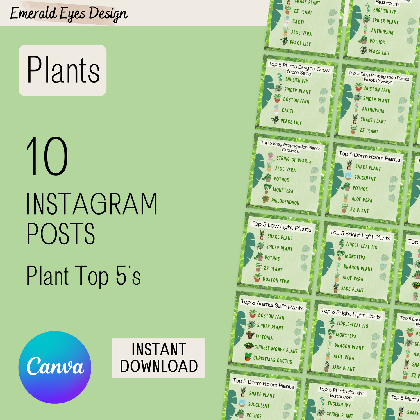 10 Canva Plant Top 5s Instagram Feed Post Content Garden Gardener Green