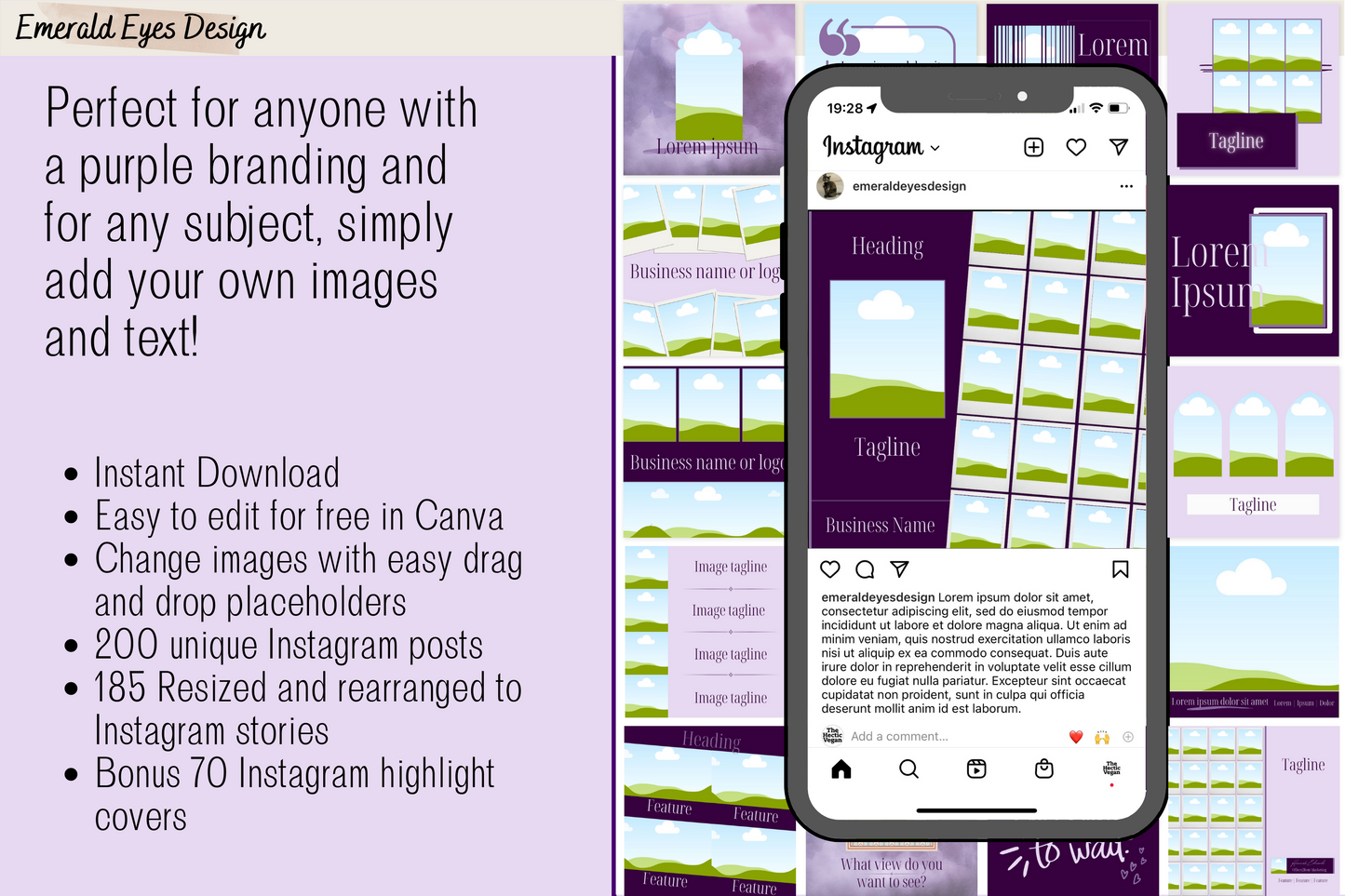 455 Canva Purple Lilac Mauve Instagram Feed & Stories Templates