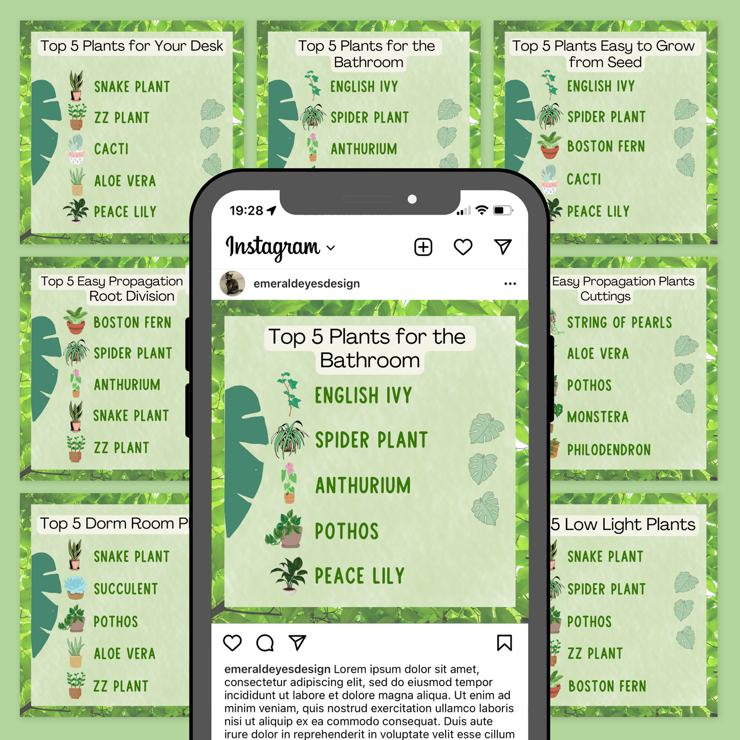 10 Canva Plant Top 5s Instagram Feed Post Content Garden Gardener Green