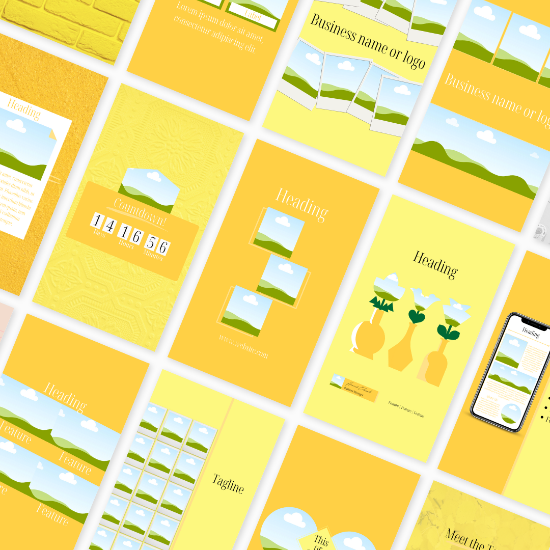455 Canva Yellow Sunshine Instagram Feed & Stories Templates Easter Summer