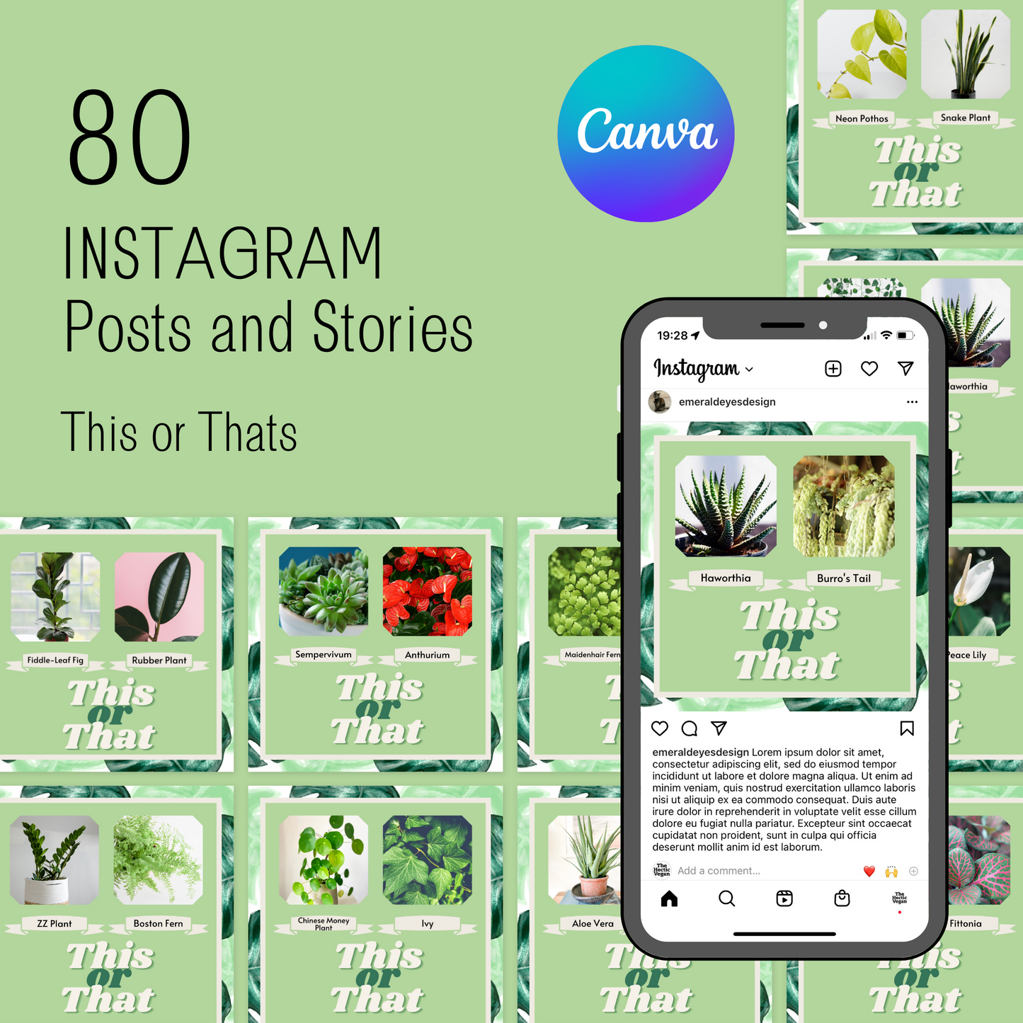 80 Canva Plant This or Thats Instagram Feed & Stories Content Gardens Gardener
