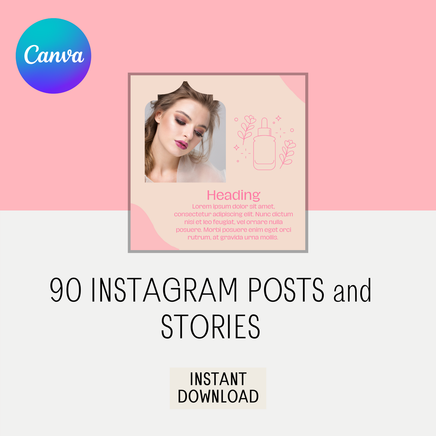 90 Canva Pink and Pretty Themed Instagram Feed & Stories| Beauty Instagram | Hair