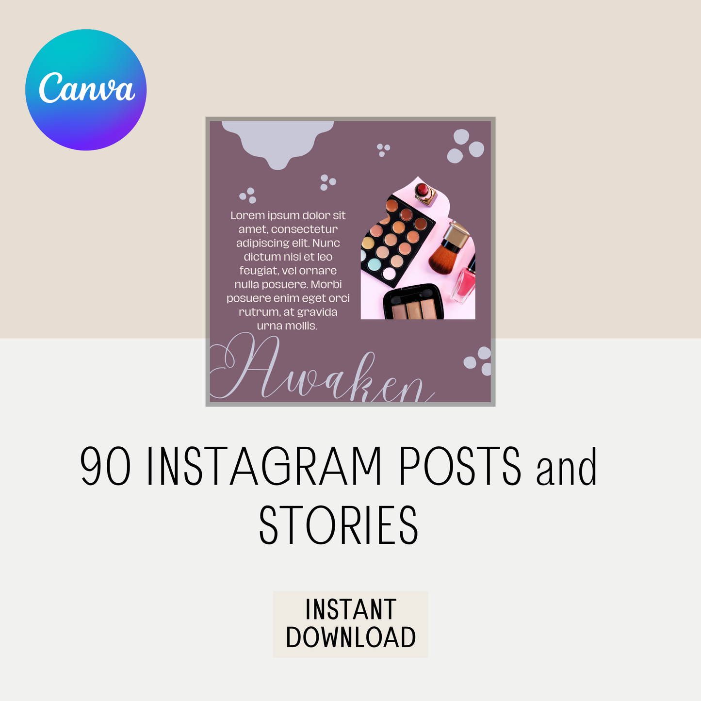 90 Canva Earthtones Beauty Instagram Feed & Stories Templates Plum Beige