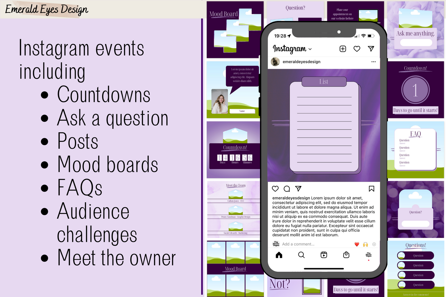 455 Canva Purple Lilac Mauve Instagram Feed & Stories Templates