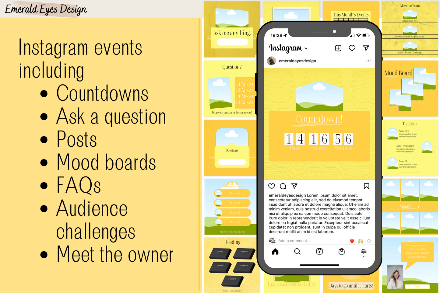 455 Canva Yellow Sunshine Instagram Feed & Stories Templates Easter Summer
