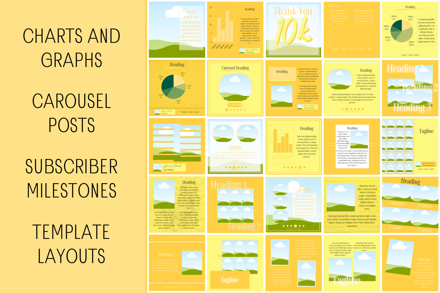 455 Canva Yellow Sunshine Instagram Feed & Stories Templates Easter Summer