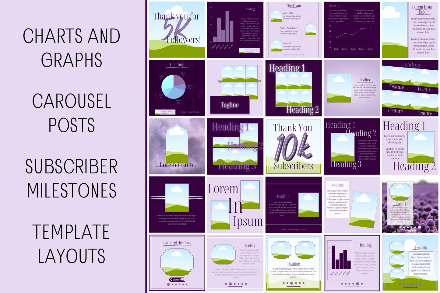 455 Canva Purple Lilac Mauve Instagram Feed & Stories Templates