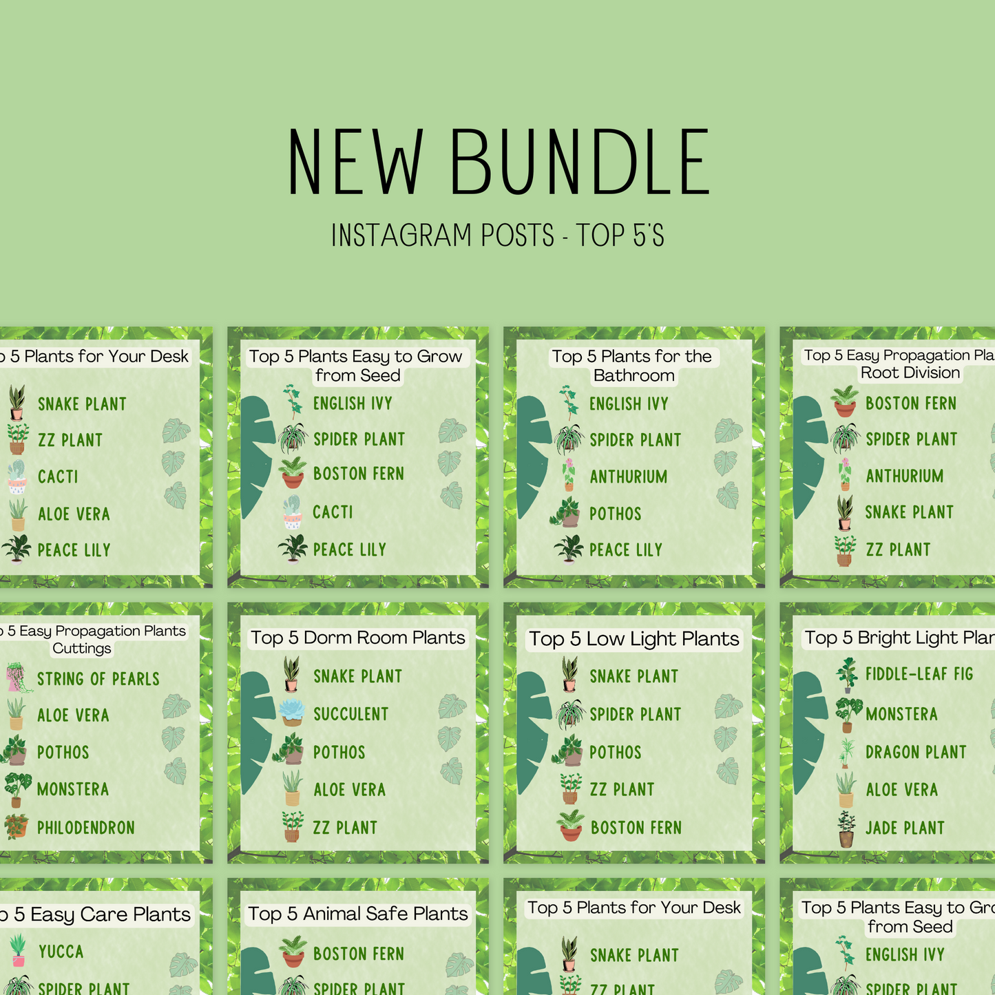 10 Canva Plant Top 5s Instagram Feed Post Content Garden Gardener Green