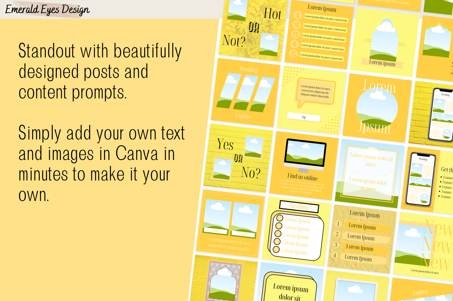 455 Canva Yellow Sunshine Instagram Feed & Stories Templates Easter Summer
