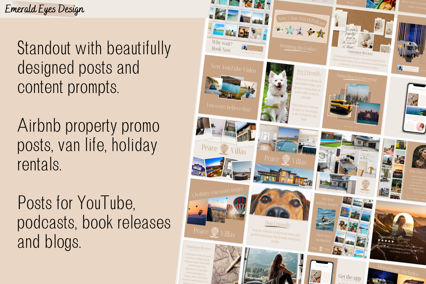 390 Canva Neutral Travel Themed Instagram Feed & Stories Templates