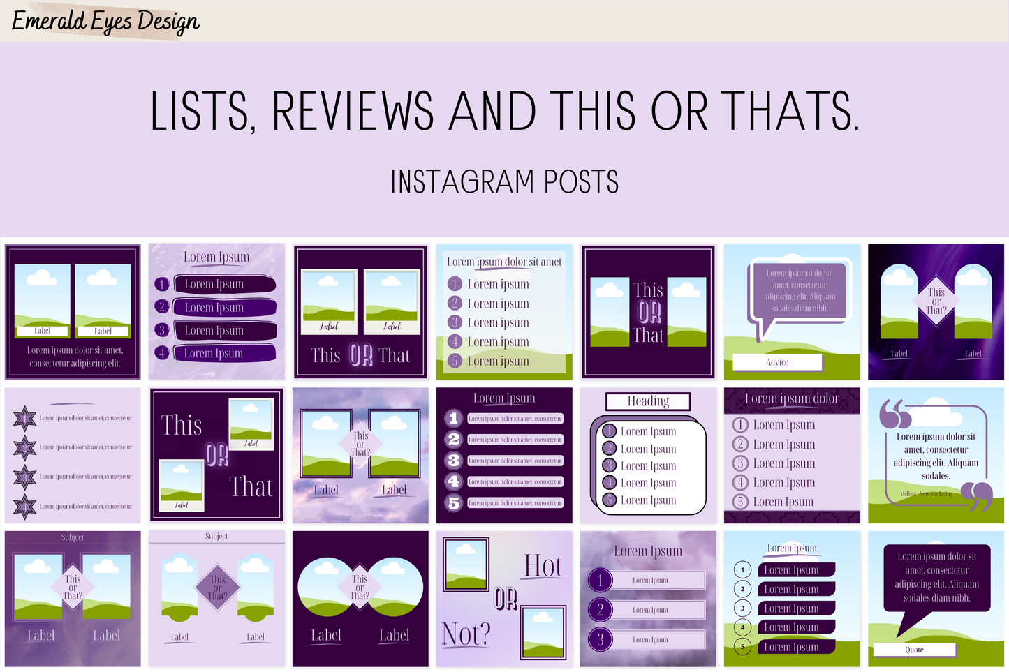 455 Canva Purple Lilac Mauve Instagram Feed & Stories Templates
