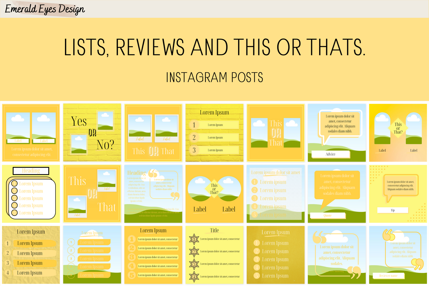 455 Canva Yellow Sunshine Instagram Feed & Stories Templates Easter Summer