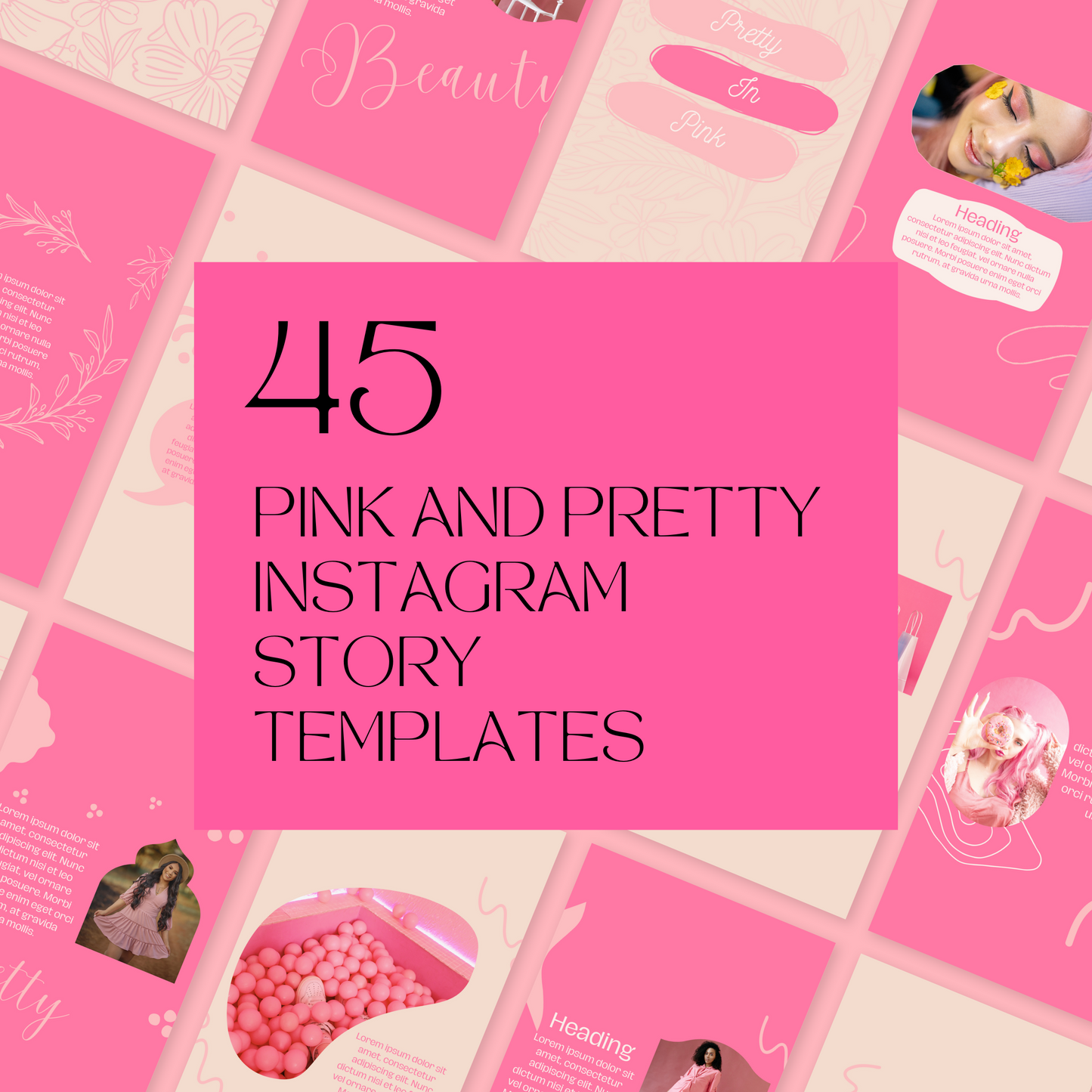 90 Canva Pink and Pretty Themed Instagram Feed & Stories| Beauty Instagram | Hair