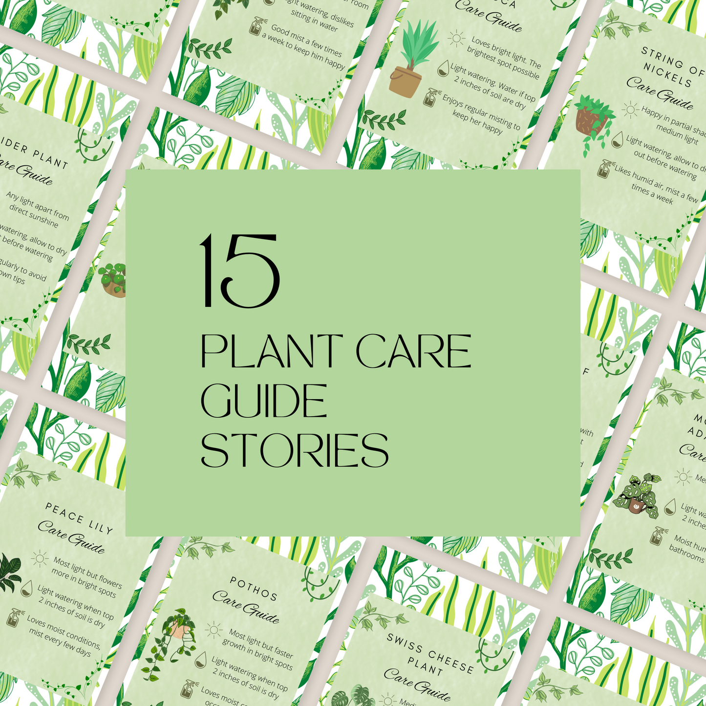 210 BUNDLE Canva Green Plant Themed Instagram Feed & Stories Templates and Content
