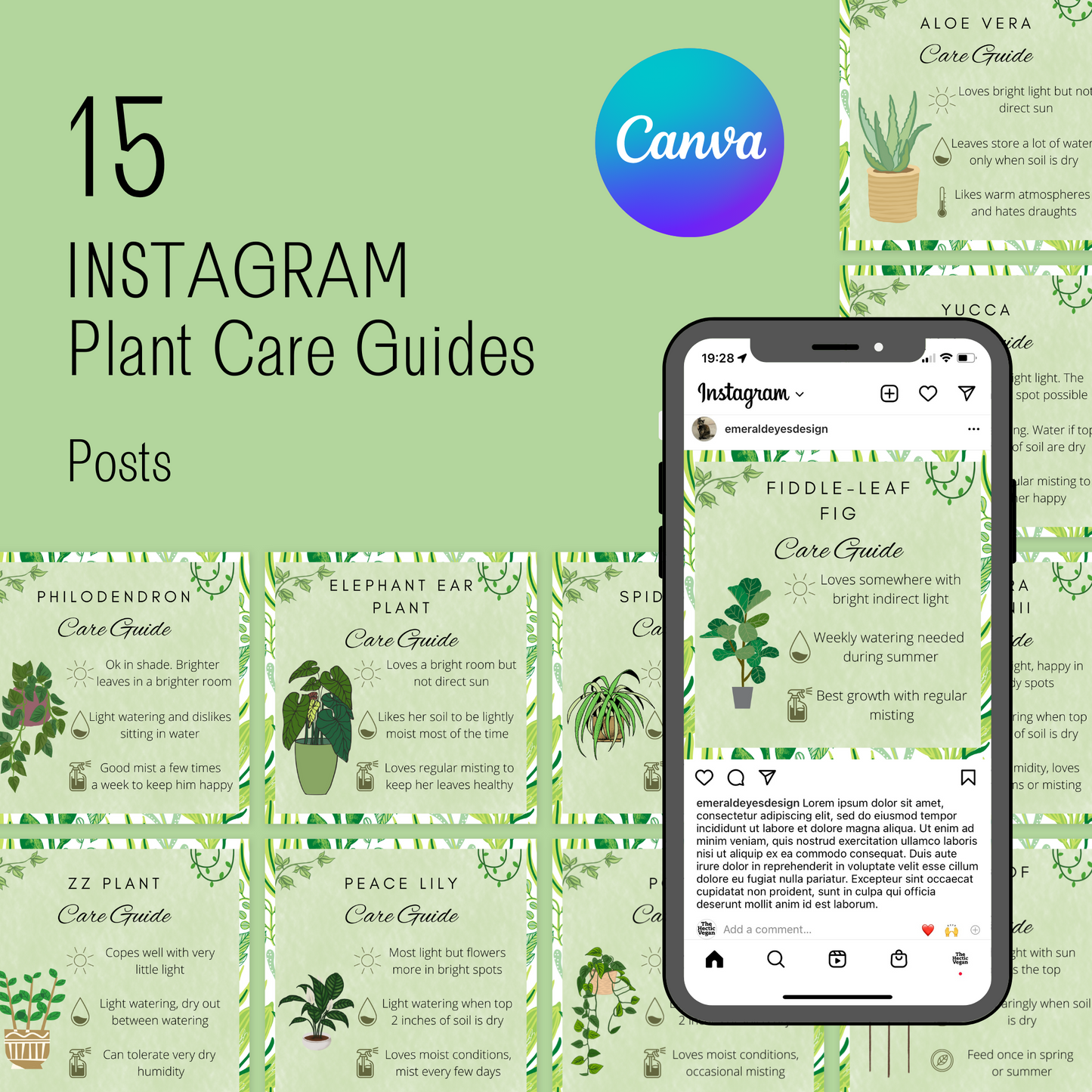 30 Canva Plant Care Guides Instagram Feed & Stories Content Houseplant Gardener